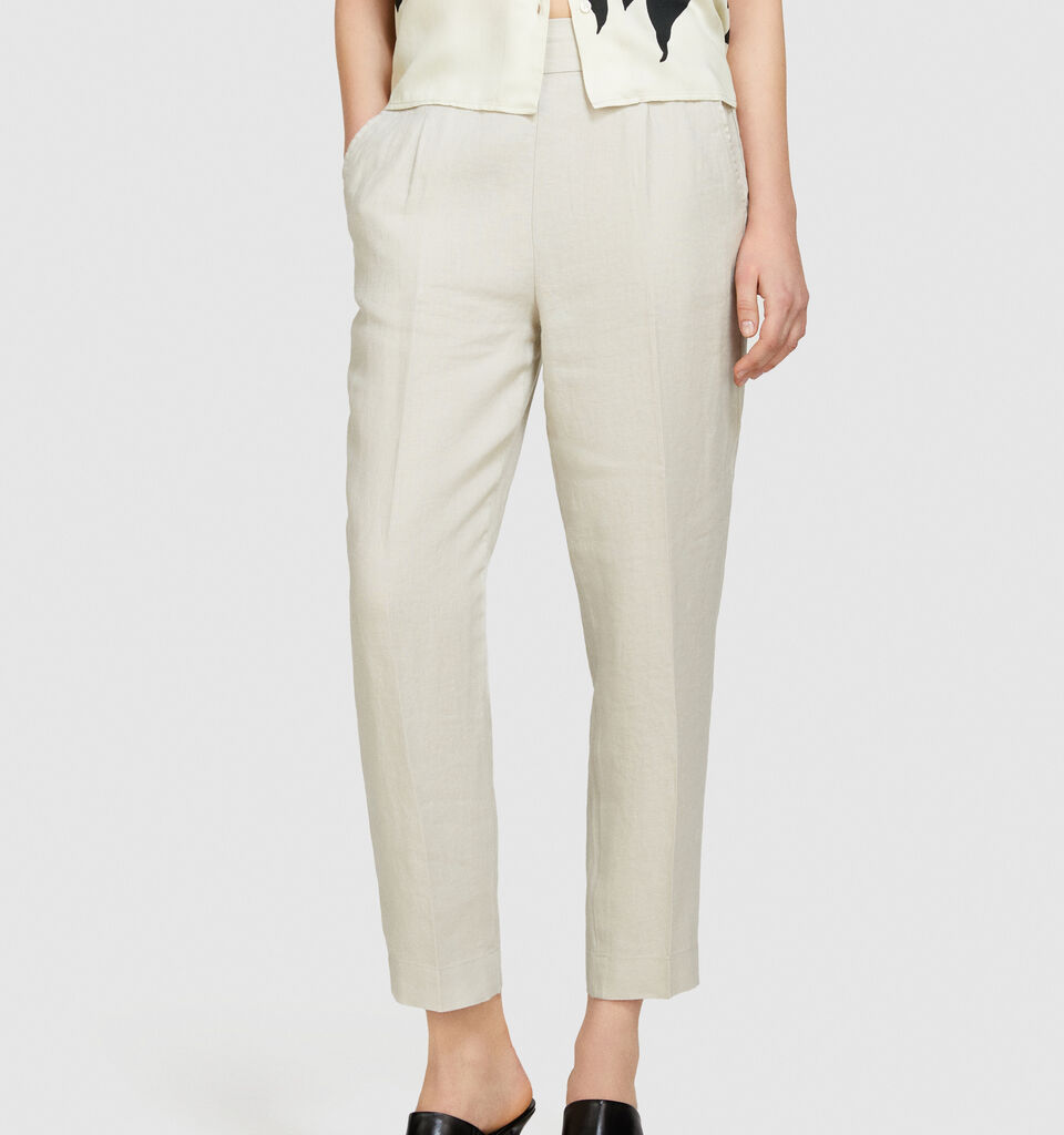 100% linen joggers - women's joggers - Creamy White | Sisley image number 4